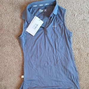 Pikeur Sleeveless Polo Shirt in Steel Blue Xs